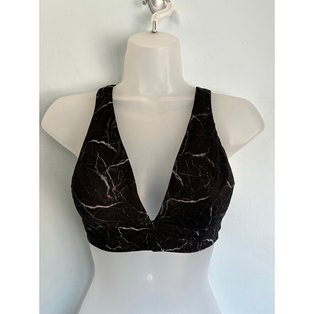 NWOT Victoria's Secret Wireless Plunge Bralette Size Small Black Gray Lightning